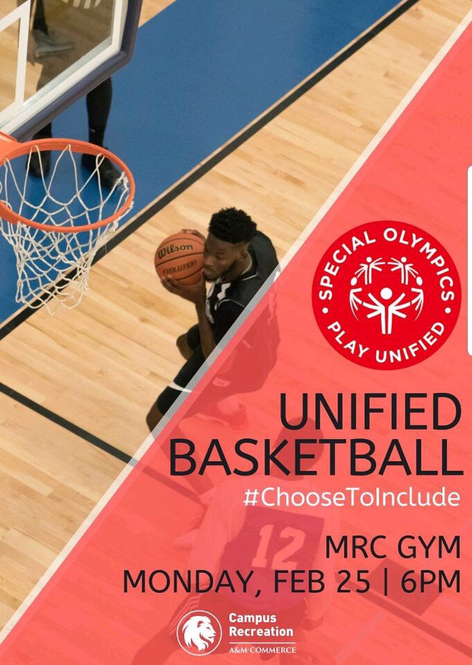 TAMUCfishing's tweet photo. EVERYONE! Unified Basketball is coming to Commerce! Please come out and show your support for the athletes, I know the fishing team will be there! Come show out! #choosetoinclude https://t.co/BQSBIdxV71