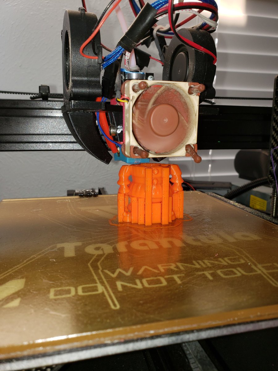 My <a href="/wekster2507/">Vedran Marjanovic Wekster</a> pennywise is on the tarantula being made with <a href="/AIORobotics/">AIO Robotics</a> orange PLA,  will be done when I get home! #3dprinted #3dmodeling #3dtechnology #3dprinter #3dmaker #pla #bowden #fdmprinter #ed3 #filament #hypercube #tevo #tevotarantula #lulzbot #tornado