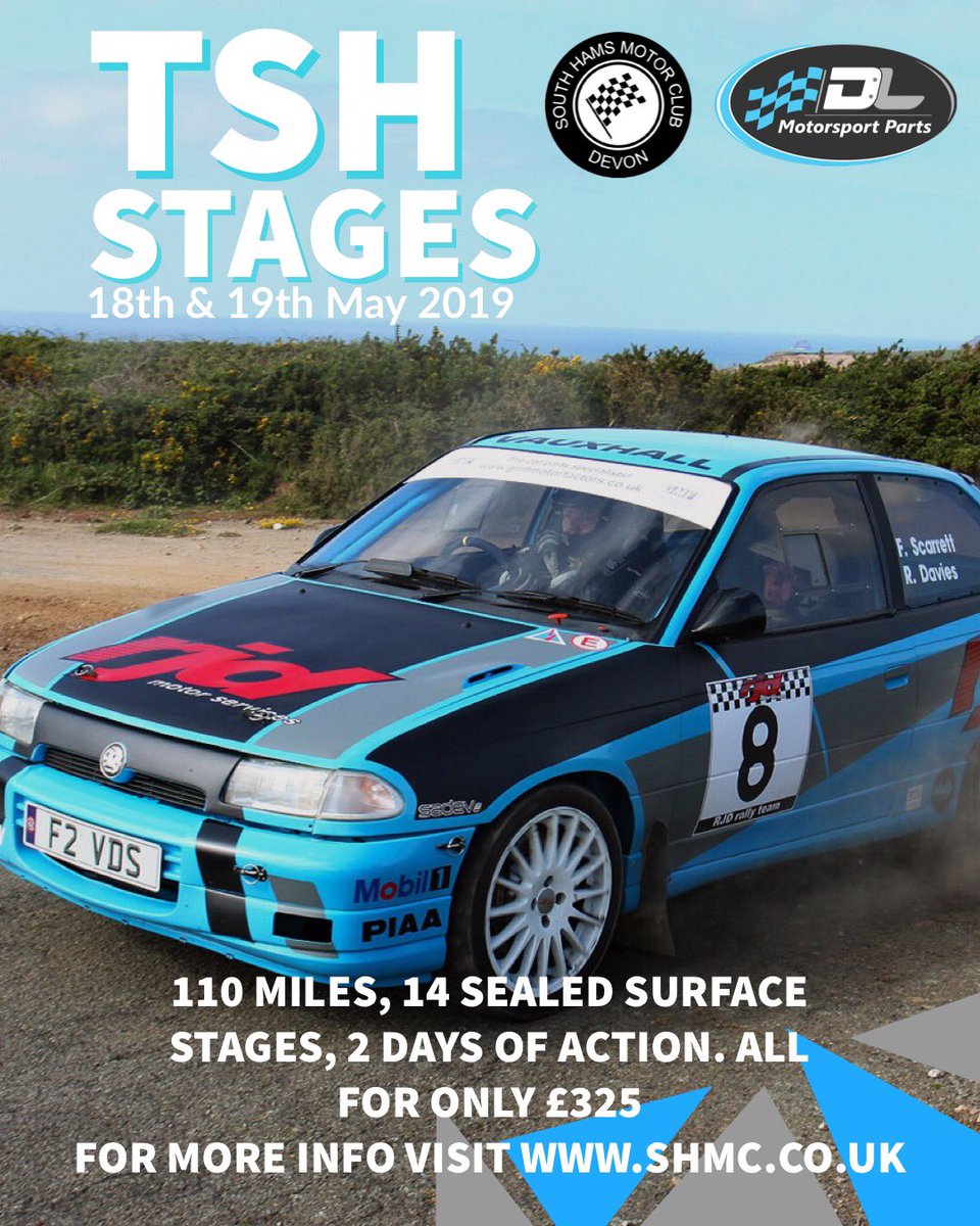 Get ready for TSH Stages

110 stage Miles, 14 Stages, 2 Days for only £325

Held in Cornwall over the weekend of the 18th & 19th of May.

You won’t want to miss out.   #stagerally #Rallying #Motorsport #Cornwall