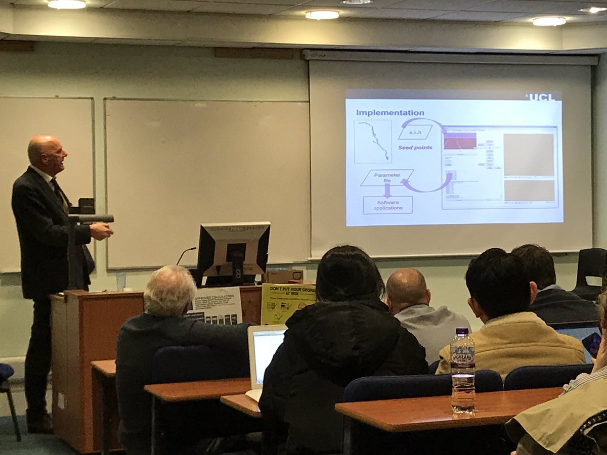 LeicaScot's tweet photo. John Iliffe presenting #Snakegrid to a packed house @UofGlasgow for tonight’s @CharteredICES @RICSScotland talk.  Really engaging and productive hour of anyone’s life! https://t.co/bPihBqhaVP