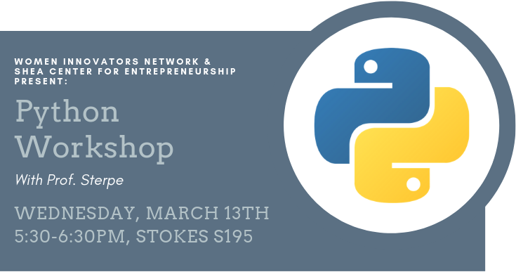bcwinnovators's tweet photo. Looking for a skill to add to your resume? Professor Sterpe will be joining WIN to teach an introductory workshop in Python. This is a great opportunity for those who have never used Python before, or those who want to up their CS game! RSVP https://t.co/LQN7lyYSoo @Fulton315 https://t.co/D0sB95KNfB