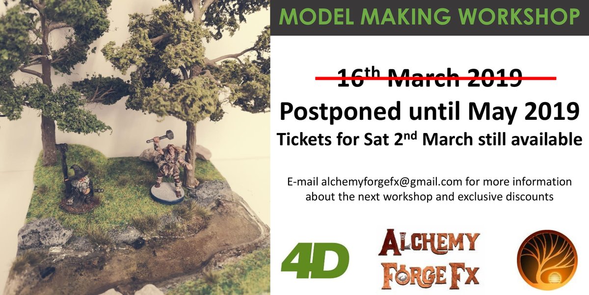 alchemyforgefx's tweet photo. Due to unforeseen circumstances, we have had to postpone the model making workshop on the 16th March until May. The same workshop will be running this Sat the 2nd of March and we still have a few last minute tickets available: https://t.co/Ju03sUOTeq https://t.co/c6IRGRiG03