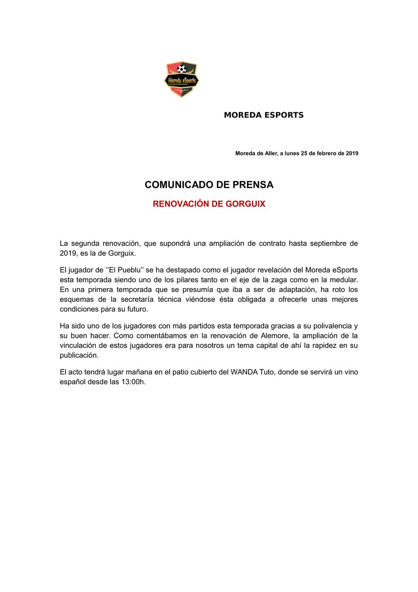 COMUNICADO OFICIAL: Renovación de <a href="/Gorguix/">Saúl Rodríguez</a> #Moreda1yno51