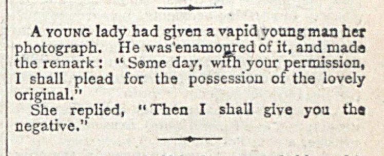 Oooof! A devastatingly witty rejection...- Answers (1889)