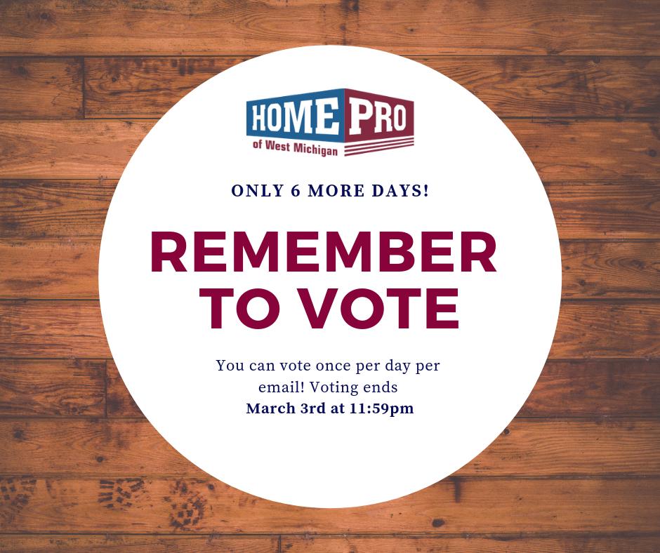 HomeProMI's tweet image. The 3 categories we are nominated in are Best Builder, Best Roofer, and Best Windows &amp;amp; Siding. Don't forget to vote!