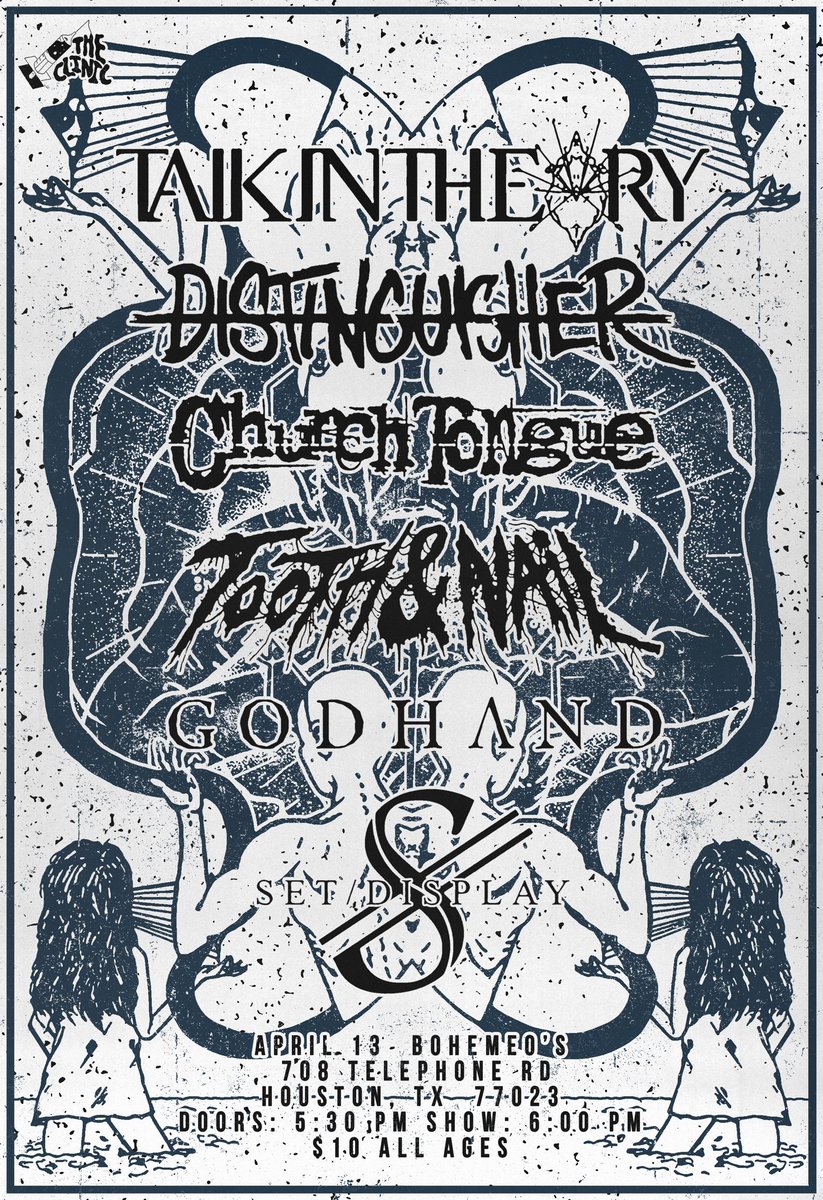 TheClinicHtx's tweet photo. We’re happy to announce Talk in Theory Release show for their upcoming EP “Entr/Endr” with special guests. 

Event page: https://t.co/OHL3OmAO4B

Rt Rt Rt https://t.co/Cw6Xh1gHT4