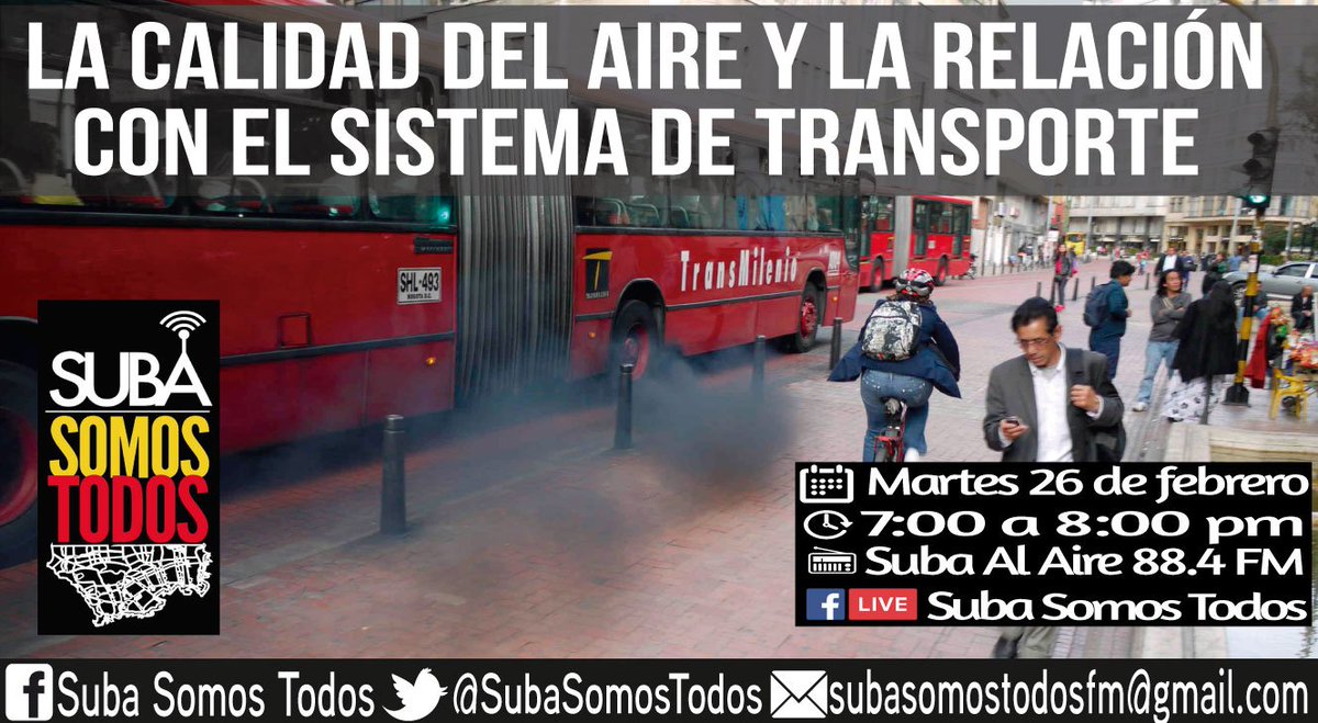 SubaSomosTodos's tweet photo. 👇🏼Próximo programa👇🏼
📆 Martes 26 de febrero
🕖 7:00 a 8:00 PM
📻 @Subaalaire 88.4 FM para Suba y Engativá
💻 En Internet por----> https://t.co/0PYarEwLFn
📲 Transmisión en vivo por FB Live----> https://t.co/69r2eXMdIL https://t.co/I4VYs0EK4U