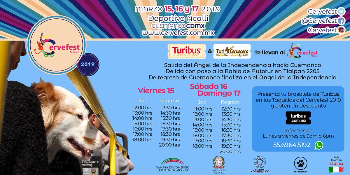 Cervefest's tweet photo. Siempre nos preocupamos por ti por eso Turibus GRATIS al #cervefest2019 ve los horarios y cual te queda recuerda que son aproximados. #Turibus #voygratis #sinboleto https://t.co/UtcZ4i2gND
