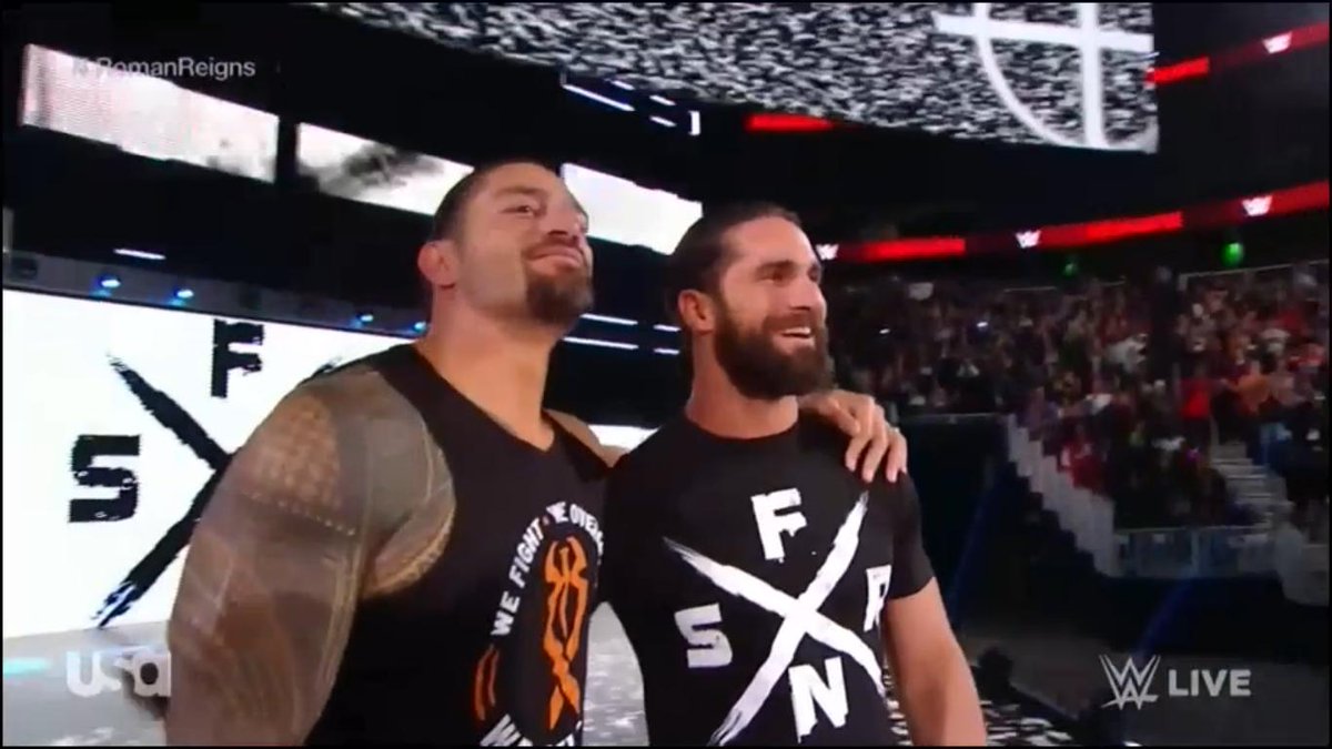 RomanReignsNet's tweet photo. This is a reunion that was amazing to see @WWERollins &amp; @WWERomanReigns #RomanReigns #RAW https://t.co/W71EoCYBpn