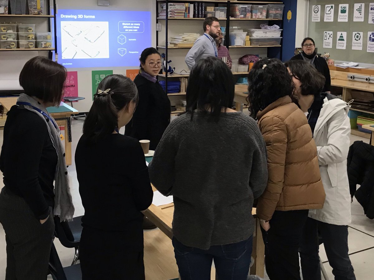 chamada's tweet photo. It’s great getting parents into our ES Design Lab. @samgriffin_edu and @InkyButton leading them through the #ISBDesignProcess with some skills lessons thrown in. #LearnISB https://t.co/RkkWE2KaEG
