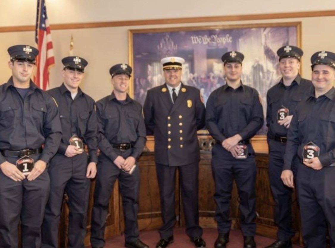 Local_2116's tweet image. Stoneham fire swore in 6 new members today.  
They will be working days to get familiar with the department before heading off to the fire academy