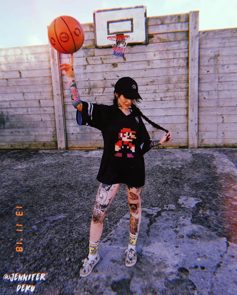 TweetLivingDead's tweet photo. Jennifer Deku serving Mario meets Space Jam vibes 🏀

https://t.co/9i6nW7KOin or https://t.co/EQTEZiXYB8 to shop the look. https://t.co/bysKZdk2uN