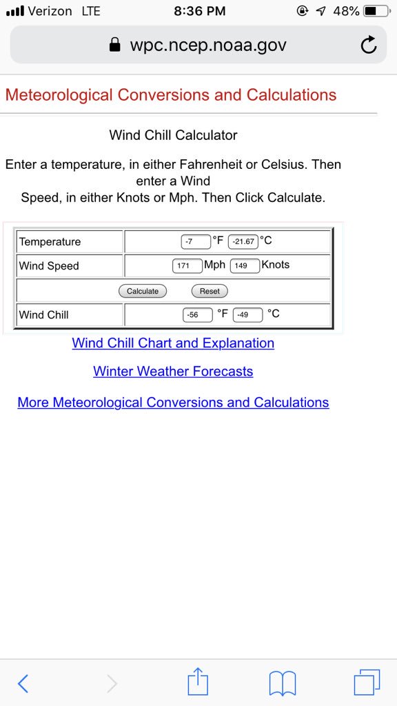 Wind Chill Chart Celsius Knots