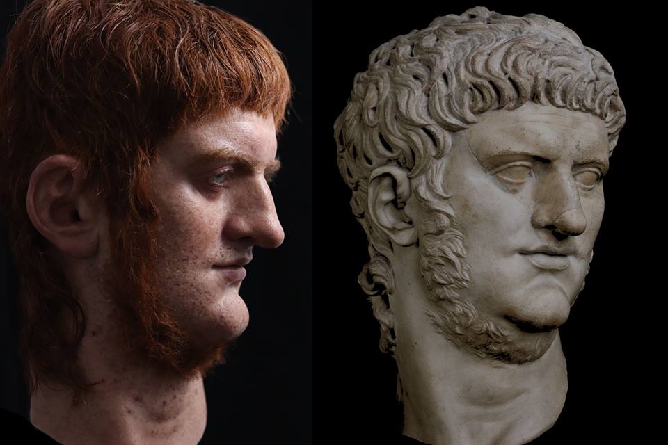 First off, what I shall henceforth refer to as The Interpretation, side by side with the marble portrait it was apparently heavily based on. All credit for THAT to Césares de Roma. The bust is in the Capitoline. Nero did not look like this and here's why:  #classicstwitter