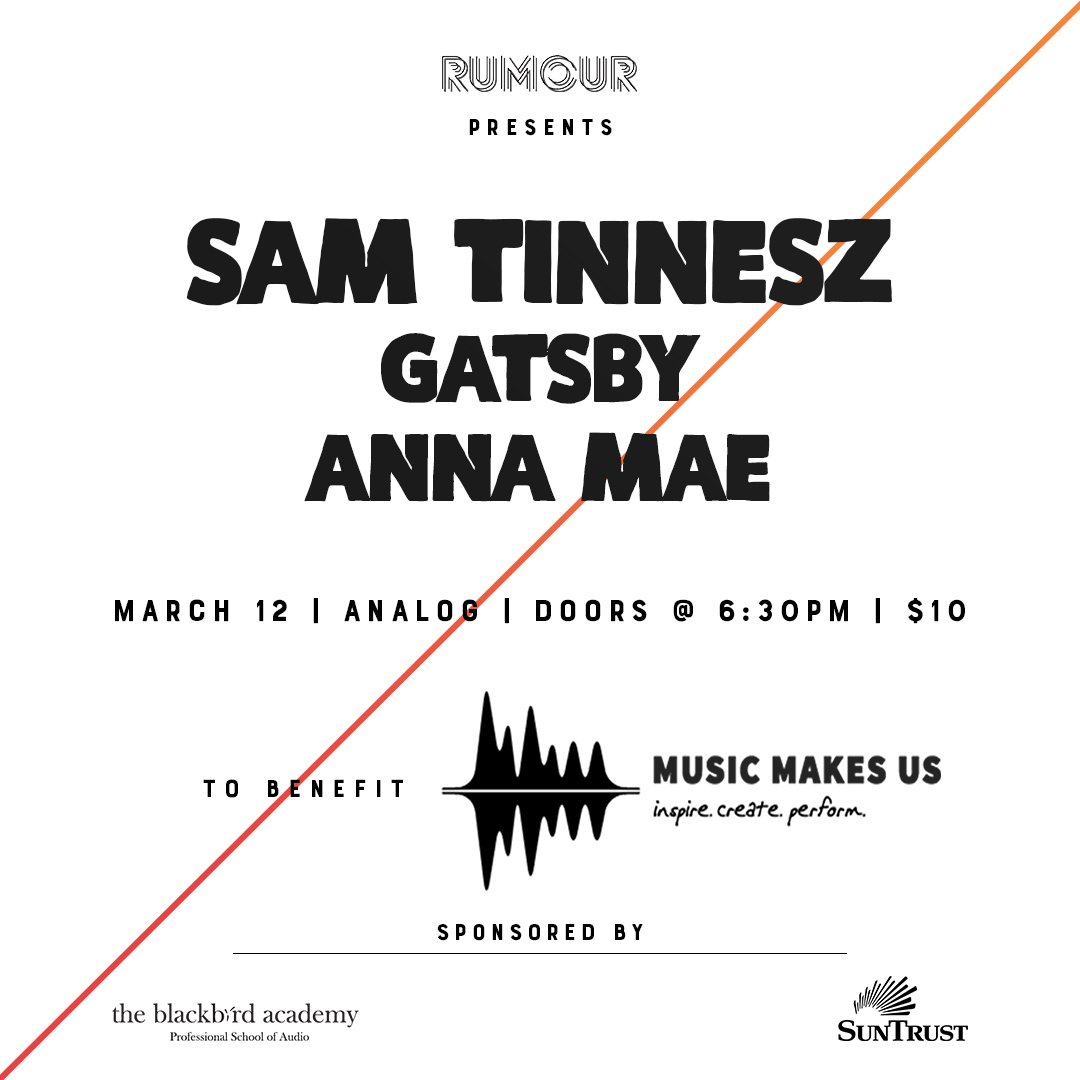 We Live! Super excited to play another Nashville show. Can’t wait to share the stage with Anna Mae and Sam Tinnez. It’s going up on a Tuesday, so don’t act like you busy. Mark it on the cal, come hang, and support a great cause! Get your tickets here: bit.ly/2Ewlxfj