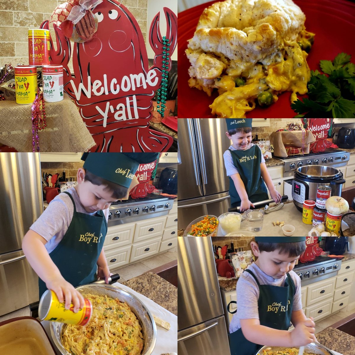 LadyBugM7's tweet photo. Chef Boy R Leech cooks up some good Southern comfort food with a little creole spice. Chicken Potpie. Food so good you will "Slap Ya Mama".
#ChefboyRleech Cambell Soup #cambellsoup
#slapyamama @SlapYaMama #kidchef #youngchef #youngcook #foodie #cheflife #delicious https://t.co/bkMvnCTovW