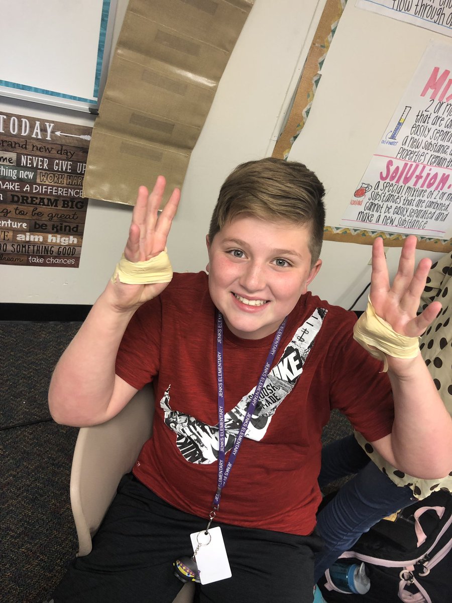 JPelatzky's tweet photo. Have you ever tried to do everyday task without your thumb? Ask these @MJEFifthGrade and they will tell you it’s harder than it looks! @MJEjags #OpposableThumb #Adaptations https://t.co/yNUSIasexW