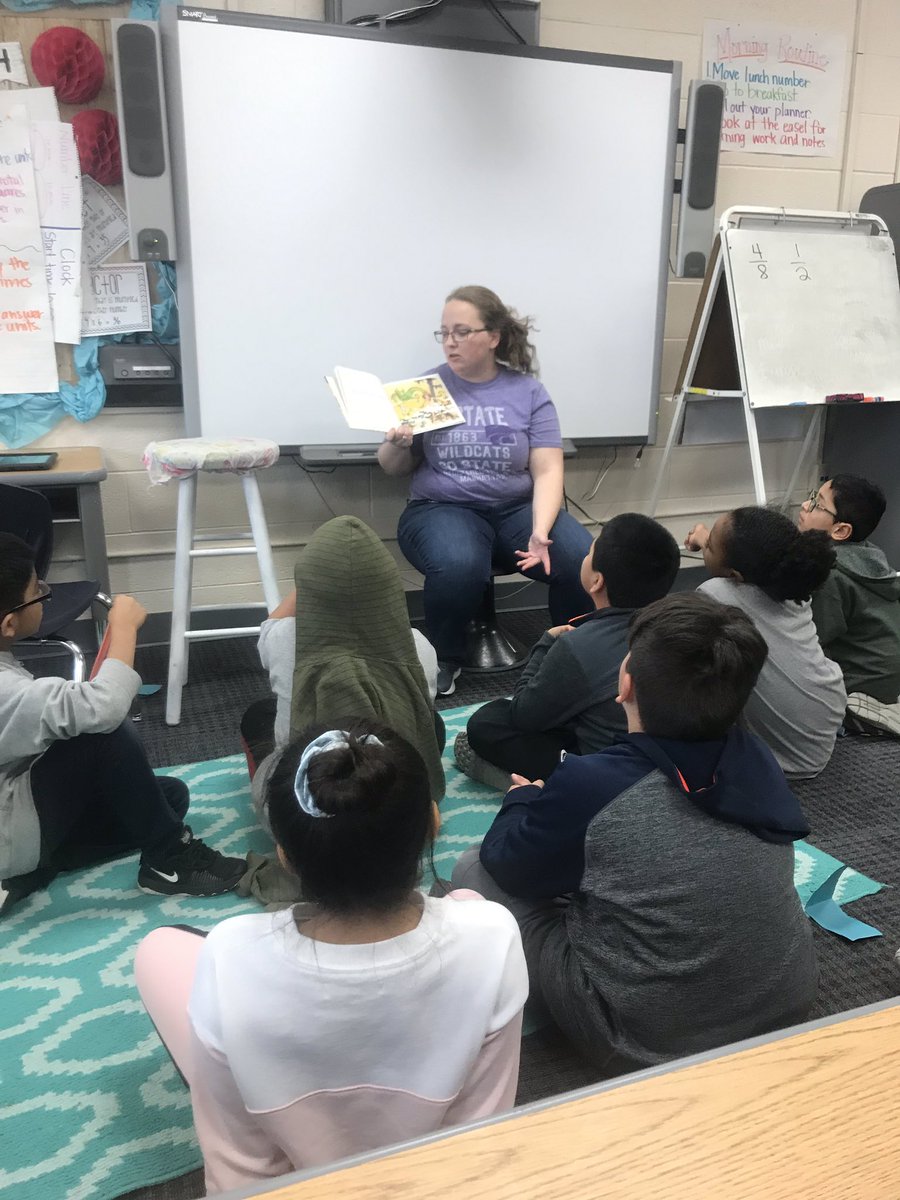 gleason3rd's tweet photo. @ErinChapmanEdu reading us an interesting and entertaining book! @MTEUSD202 #ReadAcrossAmericaWeek https://t.co/0pehQDPc86