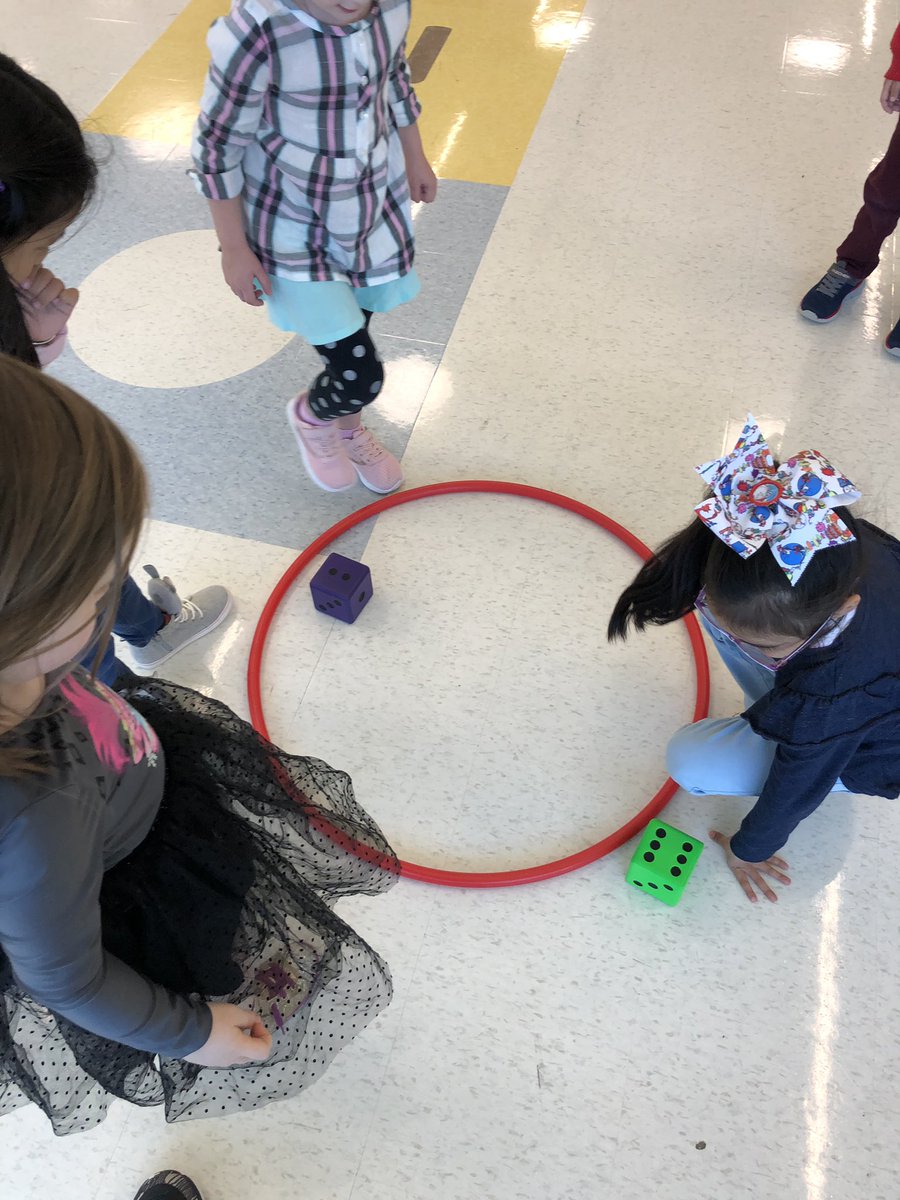My Pre-K students doing some subitizing as part of their warm-up. “Run and Roll”....roll the dice, whoever has the larger number runs to the next station to challenge another friend. <a href="/ELCSouth_KISD/">ELC South - KISD</a>