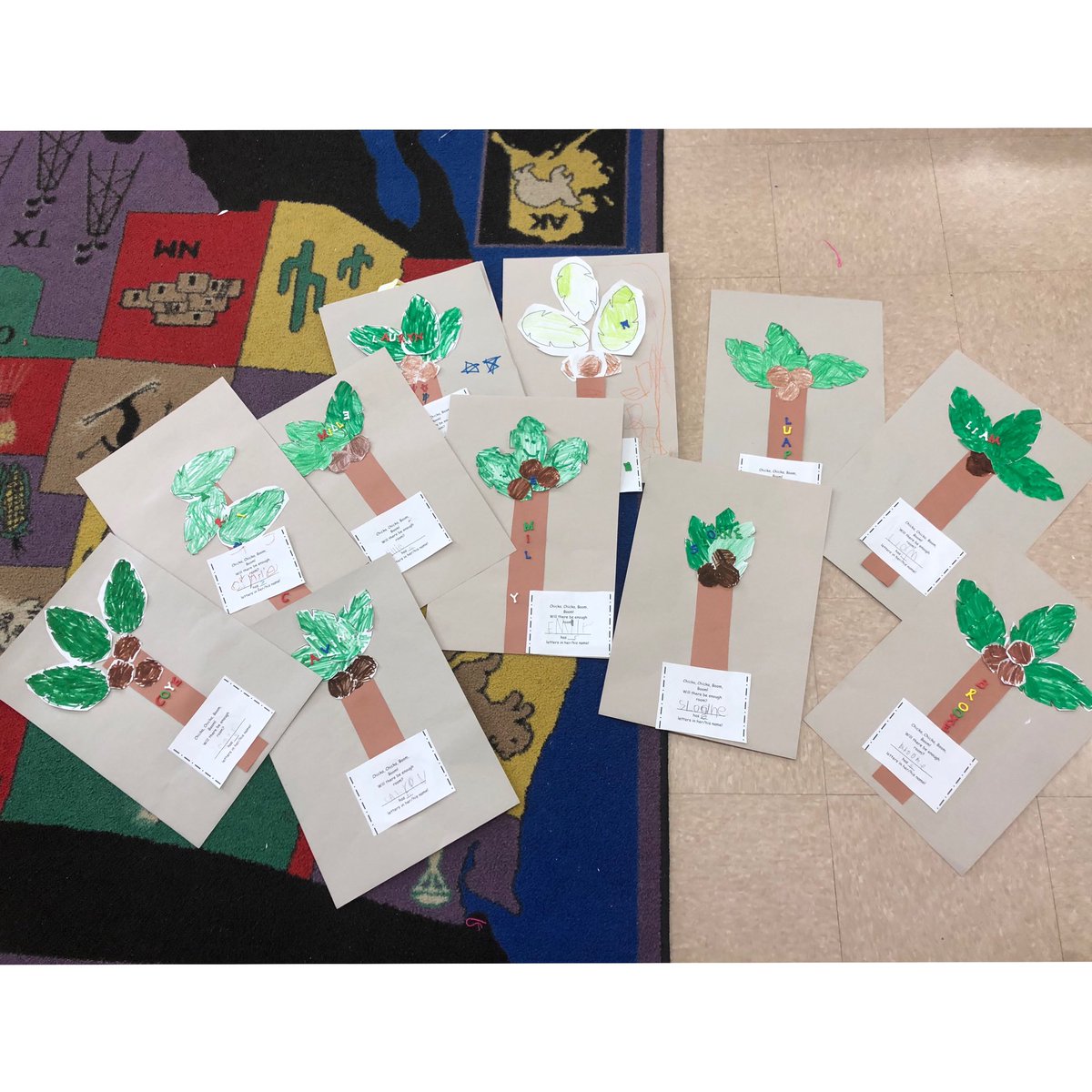 These kindergarteners made their OWN coconut trees! They are sooo talented too. #chickachickaboomboom #interactivereadaloud #literature #successful