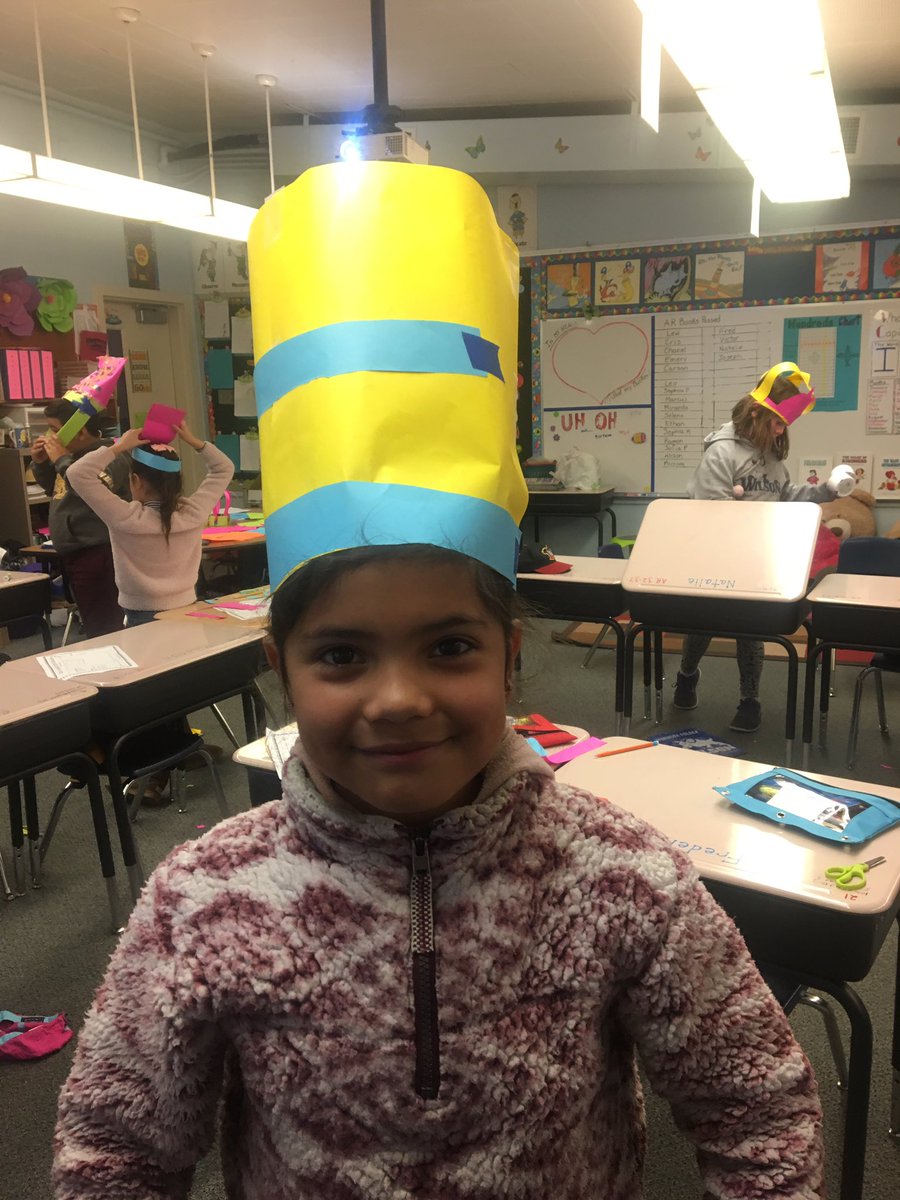 Room9MrsB's tweet photo. Building a new hat for the cat #DrSeussDay https://t.co/gdUY9zDXjD