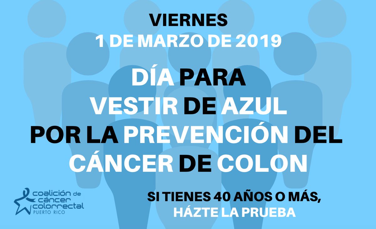 ÚNETE A NOSOTROS. Este viernes VÍSTETE DE AZUL por la prevención del cáncer colorrectal. Sube tu foto #dressinblue #prevencioncancercolon 💙