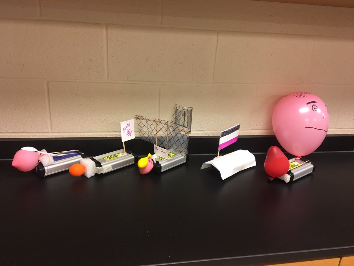 SteveMaier_'s tweet photo. Impulse Bumper Challenge! Kaden wins!! 🏆Sage’s “Boat” will be the source of height and width constraints for the future! #AlvaPhysics #GoldbugPride https://t.co/73xHyuEd3e
