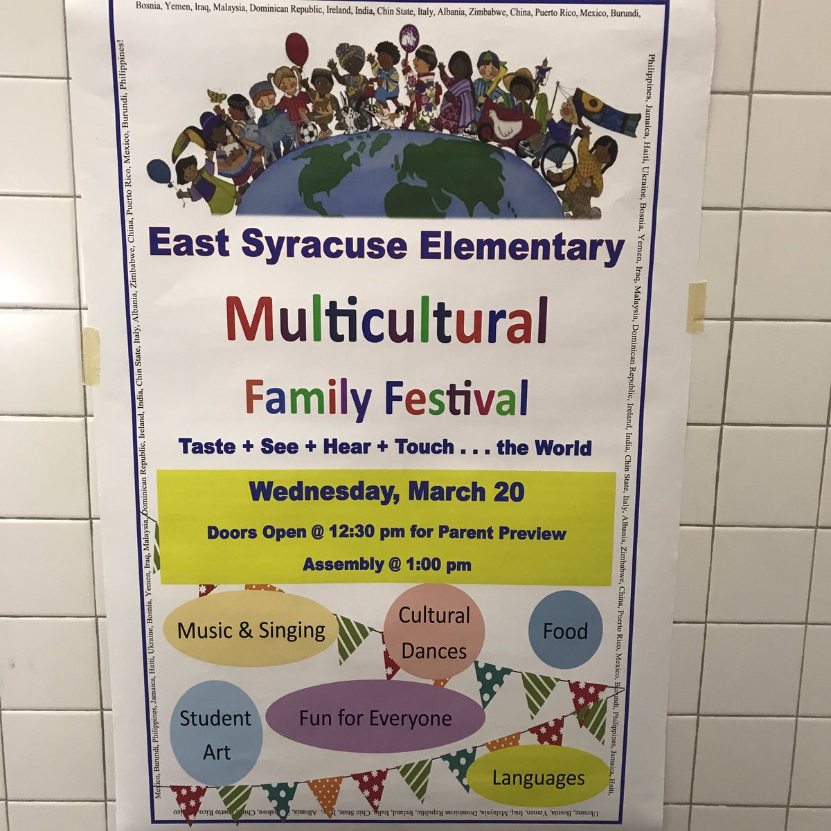 Our multicultural festival at ESE is coming up March 20th! It will be a day filled with food, dances, videos and learning about cultures! #ESErocks #enl #multiculturalfestival