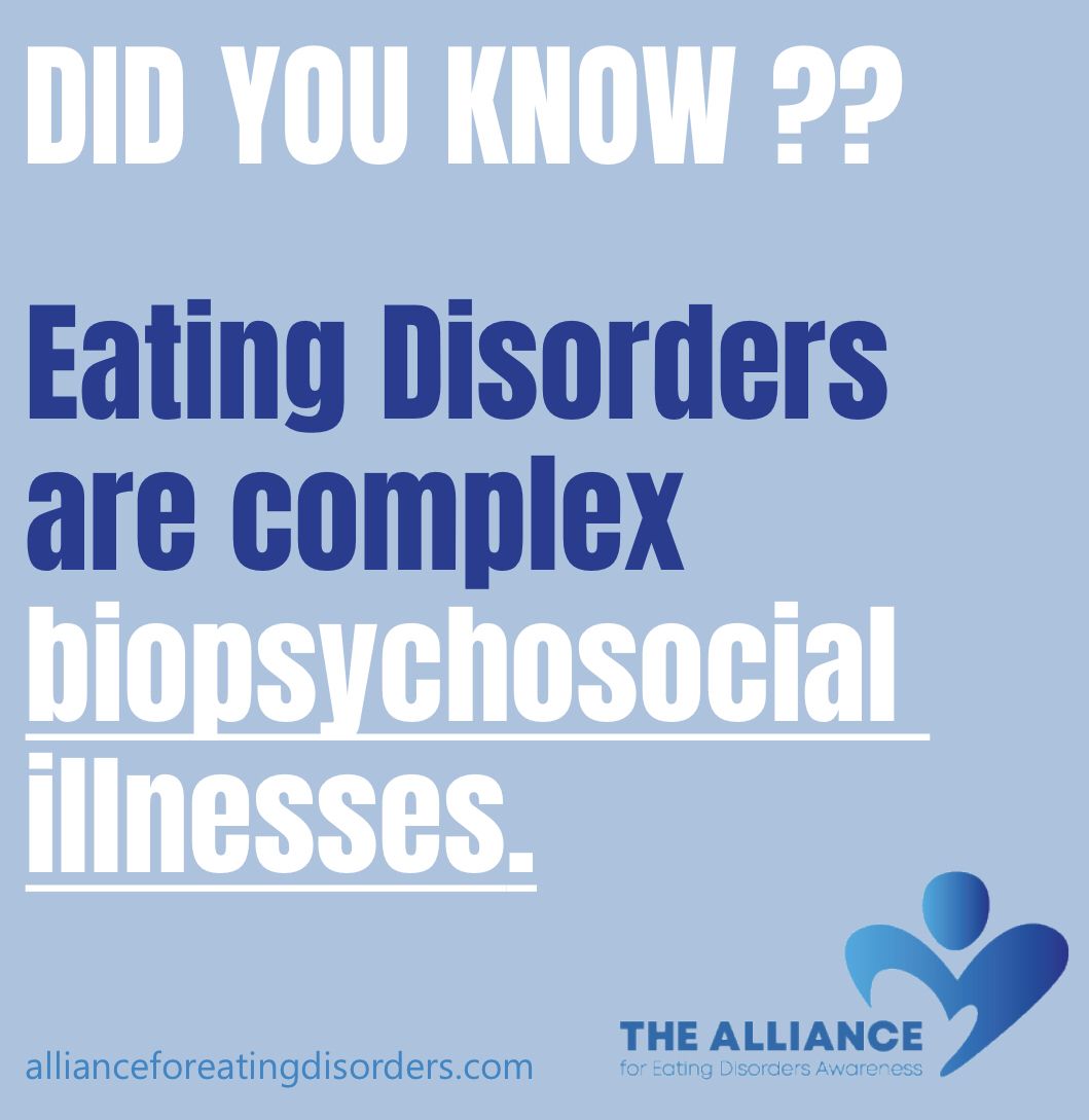 AllianceforED_'s tweet image. Did You Know??
.
.
.
#EDAwarenessWeek #biopsychosocial #illness #complex #didyouknow #recover #recovery #edrecovery #eatingdisorders 
#yougotthis #eatingdisorderrecovery #yourpathtorecovery #mentalhealth #mentalwellness