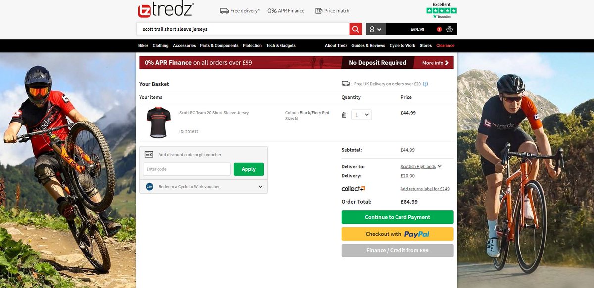 kirstypryer's tweet photo. .@TredzBikes You've lost yourself a potential repeat customer this evening. Your site says free #postage to UK Mainland, when I went to pay via Paypal & my address (Cromarty) was added, suddenly shipping is £20!! Last I checked it's #ukmainland.
#BuyAMap #Highlands #UseRoyalMail https://t.co/FLkKvqCu3u