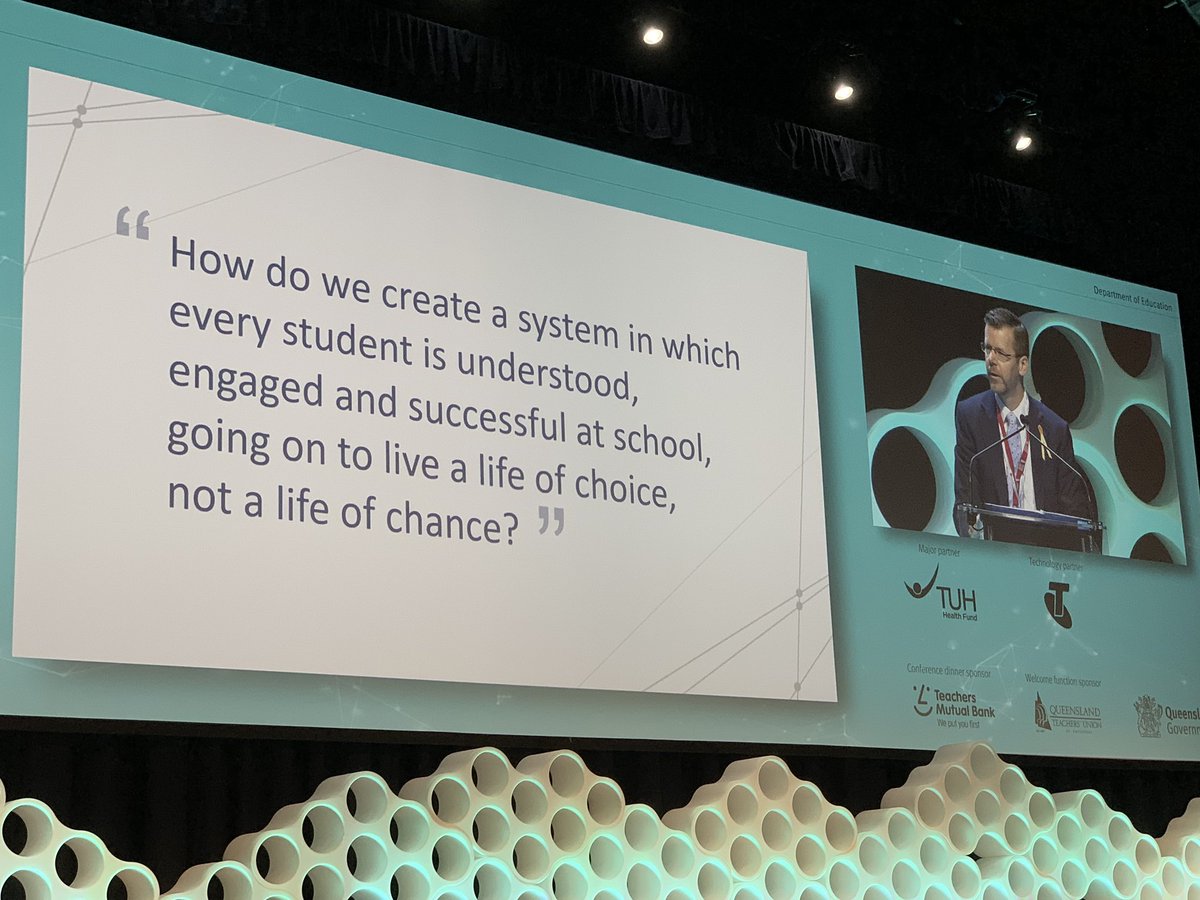DG of <a href="/QLDEducation/">Queensland Department of Education</a> on #PC2019QLD: 1300 leaders coming together around a single powerful question. What does this question mean for your school? What is your community’s biggest challenge in preparing all students for a life of #ChoiceNotChance? The moral imperative of #PublicEd.