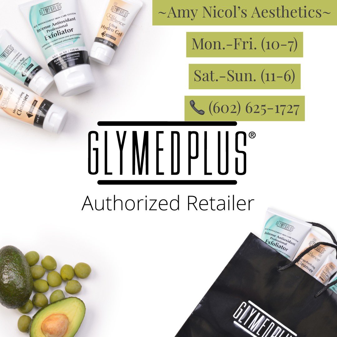AmyAesthetician's tweet photo. Itโs ๐ฏ% official! Iโm an Authorized Retailer for Glymed Plus!
~Amy Nicol's Aesthetics~
๐ (602) 625-1727
#chemicalpeels
#glymedchemicalpeels
#resorcinal
#glycolic
#salicylic
#lactic
#retinol
#tca
#acnetreatment
#scarreduction
#wrinklereducer
#extractions
#clearskin
#bestskincare https://t.co/x8owWFkzT5