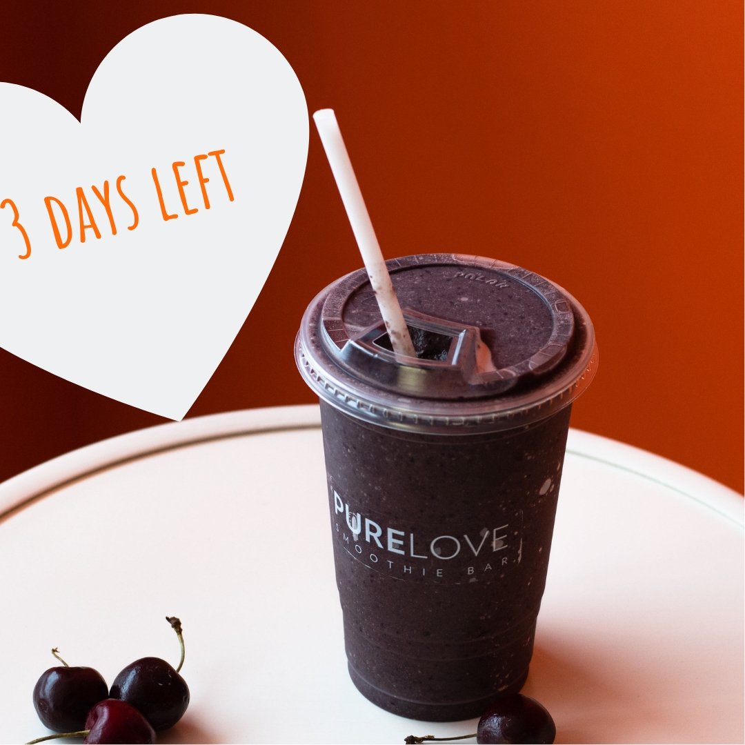 Only 3 days left to enjoy our rich &amp; sweet smoothie of the month: Chocolate covered Cherry! Taste it while its still here. 🍒