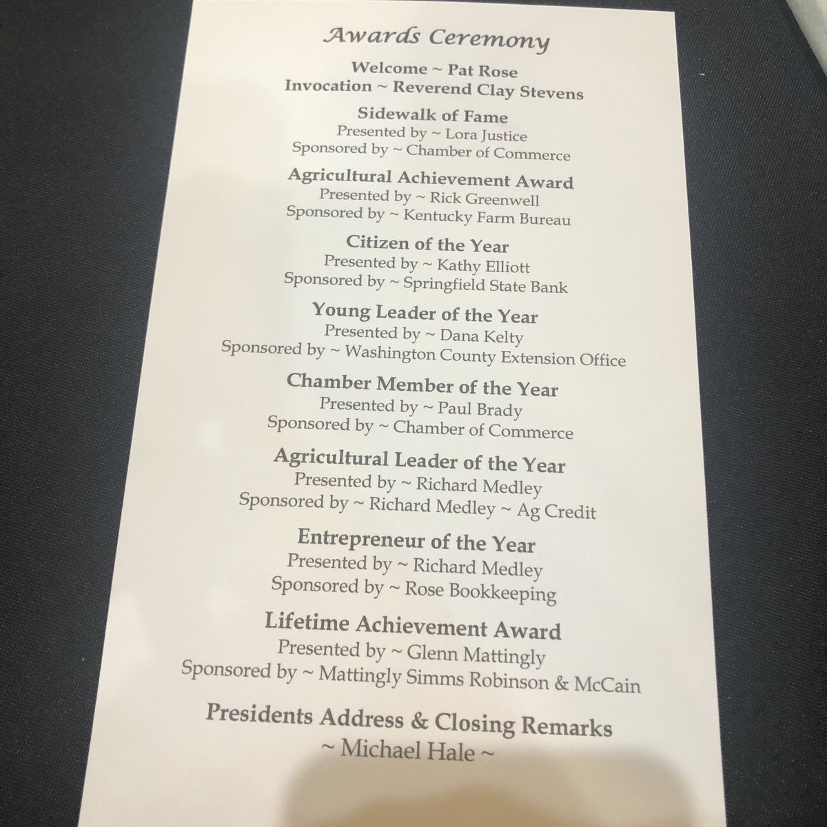 SpringfieldTour's tweet photo. Annual Chamber Awards Gala at Mordecai’s! Celebrating those in our community who make Springfield a great place to live! #springfieldky #smalltown #countrylife #chamberofcommerce #homegrown #community https://t.co/0aYkO96LTU