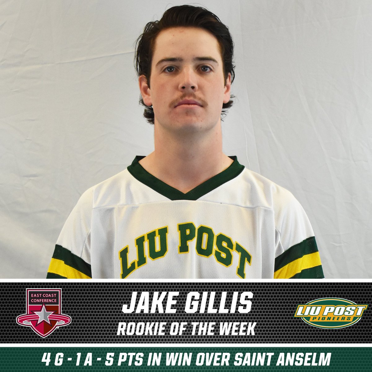ECCSports's tweet photo. ECC Men's Lacrosse Rookie of the Week - Jake Gillis, @liupostpioneers 

https://t.co/2Sp1qo3Zos https://t.co/IM6x1Kqle1