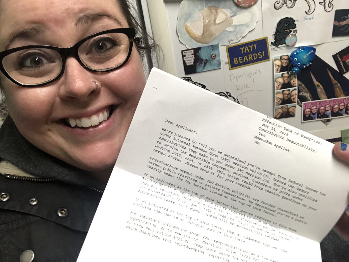 SarahMackAttack's tweet image. AHHHHHH WE GOT THE LETTER FROM THE IRS!!

SKYPE A SCIENTIST IS A 501.C.3 NONPROFIT AS RECOGNIZED BY THE US GOVERNMENT!!

AAHHHHH!!!