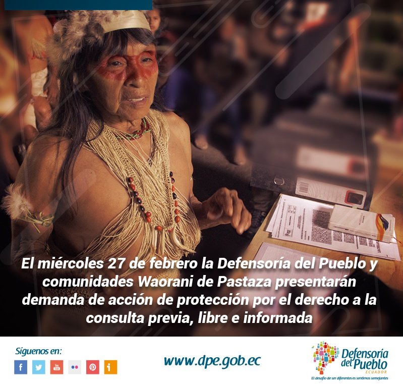 DEFENSORIAEC's tweet photo. #ResistenciaWaorani por una consulta previa, libre e informada y el derecho de los pueblos a la autodeterminación https://t.co/eU8tlRqEll
