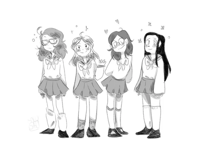 Meninas de uniforme e a blusa amarela 