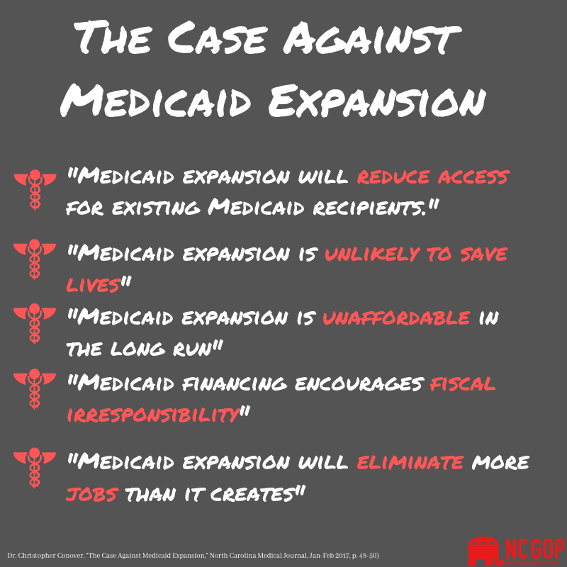 NCGOP's tweet photo. Medicaid expansion is a bad deal for the taxpayers of North Carolina. Here’s why. #ncpol #ncga #NCSOTS https://t.co/tua41SaH9z