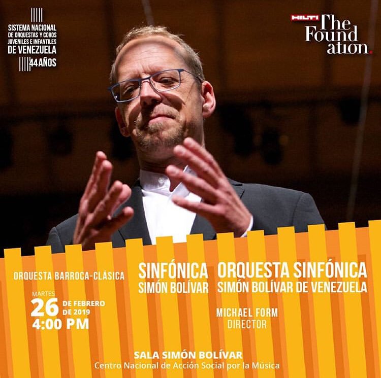 labolivar_'s tweet photo. Los invitamos mañana a un concierto cargado del gran Wolfang Amadeus #Mozart bajo la batuta del maestro #MichaelForm donde Unidos a nuestros amigos de la @Bolivardevzla_ interpretaremos las sinfonías Nº 39 y 41 del compositor austriaco.
¡Los esperamos!
Entrada libre https://t.co/CxwhvZDRDE