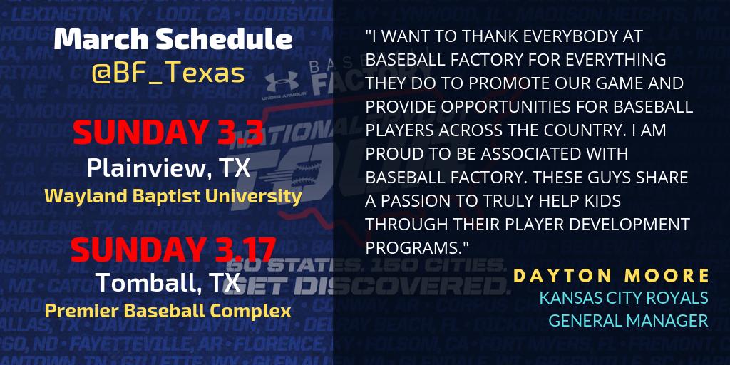 BF_Texas's tweet photo. 🗣��Upcoming Under Armour @BaseballFactory National Tryout dates 📆
#BuildYourWayToGreatness #GetDiscovered #BFTexas
https://t.co/RHdxNqmUd7 https://t.co/GLGWsOOvMU