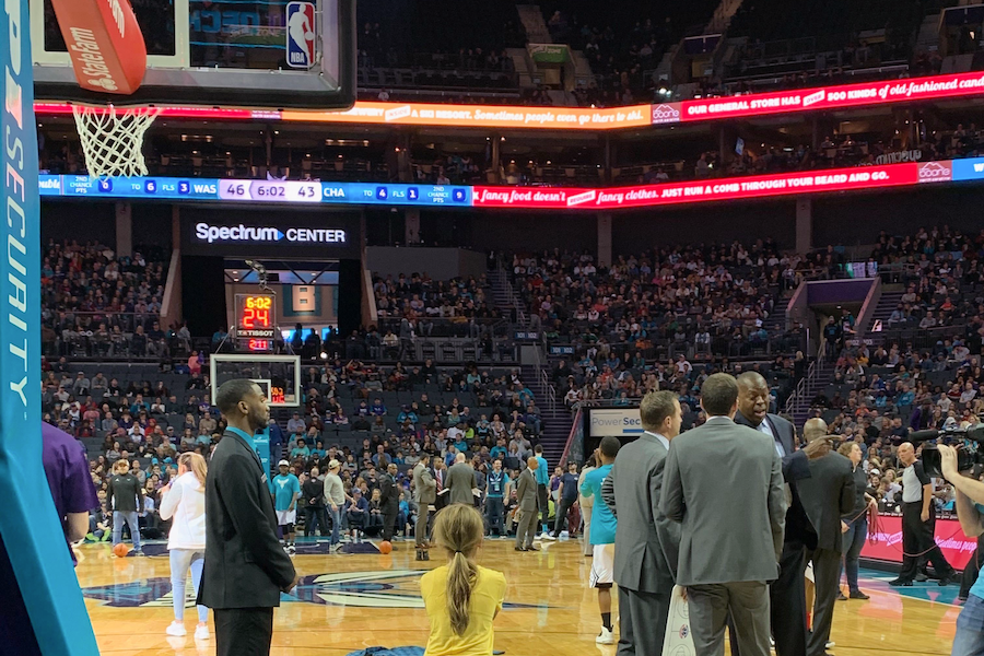 CleanAgencyInc's tweet photo. We don’t mind a road trip when it means seeing our ideas up close and personal. We visited the @spectrumcenter in #Charlotte on Friday to showcase our client @ExploreBoone at the @ExploreBoone game. #media #ItsBetterInBoone https://t.co/97RRAnGURC