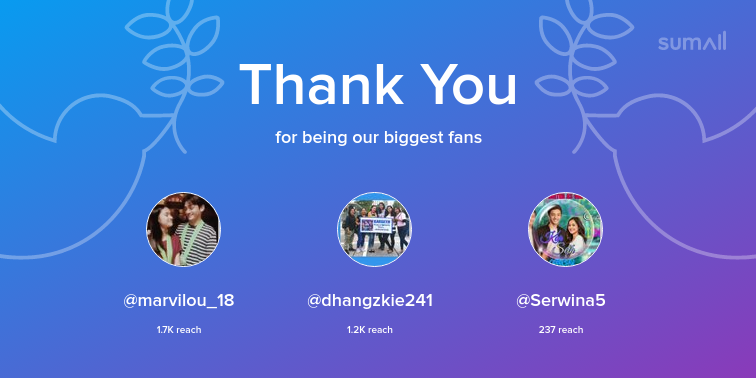 KarSeth1725's tweet photo. Our biggest fans this week: @marvilou_18, @dhangzkie241, @Serwina5. Thank you! via https://t.co/RII7y3nuUe https://t.co/kYcRkc4Xhn