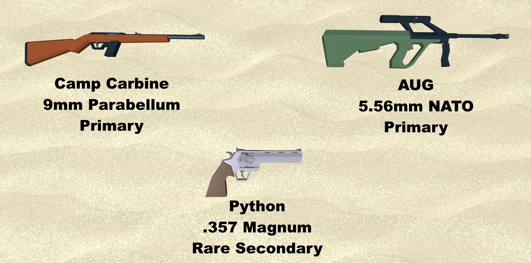 Gus Dubetz On Twitter We Will Soon Be Adding Five New Firearms To Apoc 2 Alpha Three Will Be Rare Including The Python Makarov And Mosin Pu The Camp Carbine Will Be - apocalypse rising roblox item list names