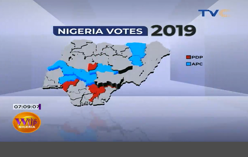 TVCconnect's tweet photo. So far, the Election Result.. INEC to start with the rest of the Collation of result today. #NigerianDecide #News #Election2019 #WakeUpNigeria https://t.co/Sikoe2tvT1