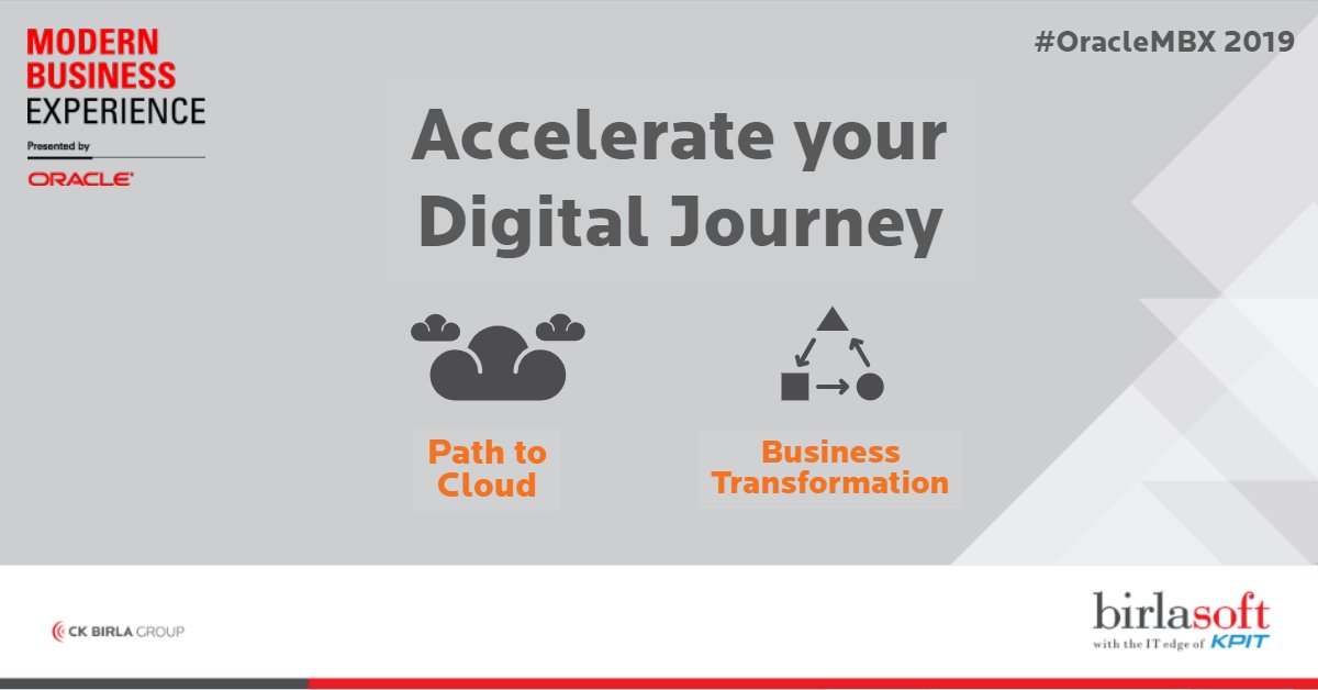 birlasoft's tweet photo. Heading to #LasVegas next month? Meet the Birlasoft #digitaltransformation team at #oraclembx 2019. Learn how you can accelerate your #digitaljourney through #PathtoCloud and #businesstransformation solutions. 
https://t.co/cqKRoW1T1T #EnterprisetothePowerofDigital✅ https://t.co/G4KqL1inDO