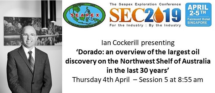 Don't miss Ian Cockerill speaking at the 2019 SEAPEX Exploration Conference in April! His presentation will describe the Dorado play in detail and highlight other untested plays within this exciting emergent province of the Northwest Shelf of Australia