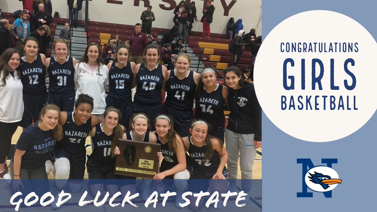 NazarethLGP's tweet photo. Naz is State Bound for the 2nd year in a row! Congrats to @NazarethGBB on their victory and SuperSectional Title. Now just 2 more wins @IHSAState Friday and Saturday. #gonaz #ttp https://t.co/C4oEUoG3Tw