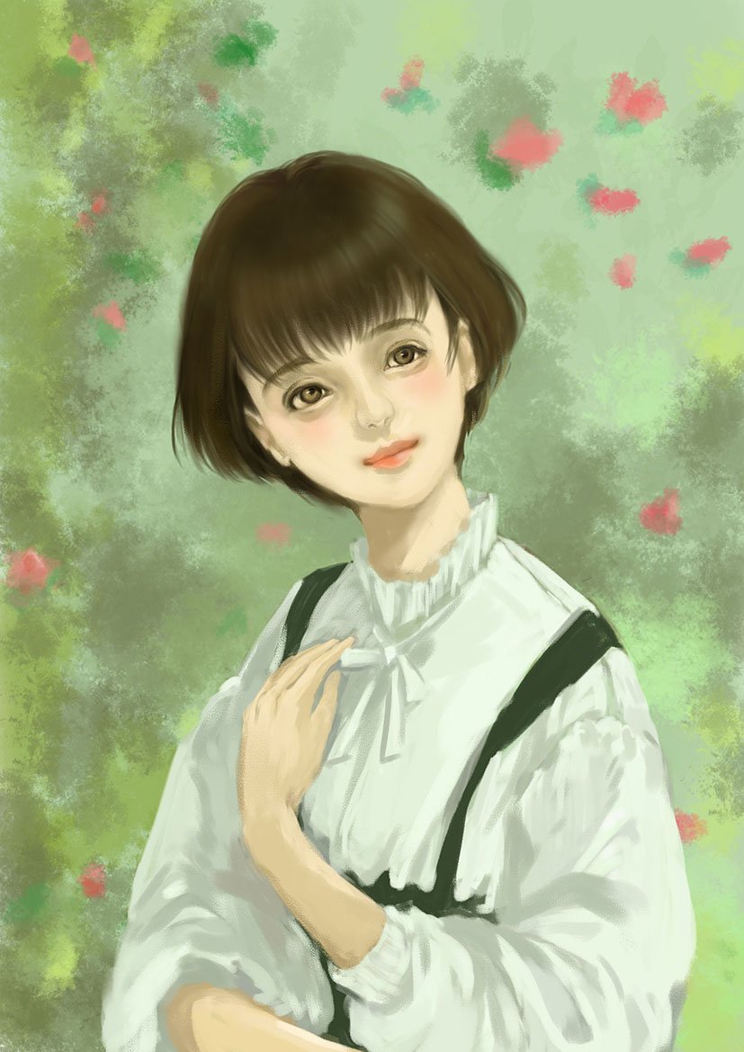 黎嘉 Reika Painting Illustration Graphicdesign 春よこい スケッチ Illustration Drawing イラスト 女性 おしゃれ かわいい きれい 絵 リアル Photoshop 人物画 春 美少女 女の子 美人画 人物イラスト 髪型 ボブカット バング