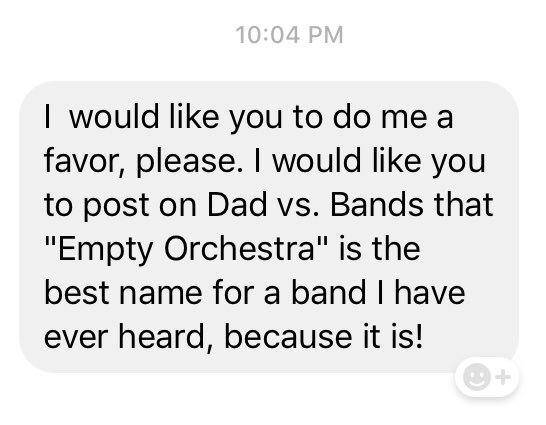 dadvsbands's tweet photo. update from Dad re: @emptyorchestra — https://t.co/A6HyLg3yUd